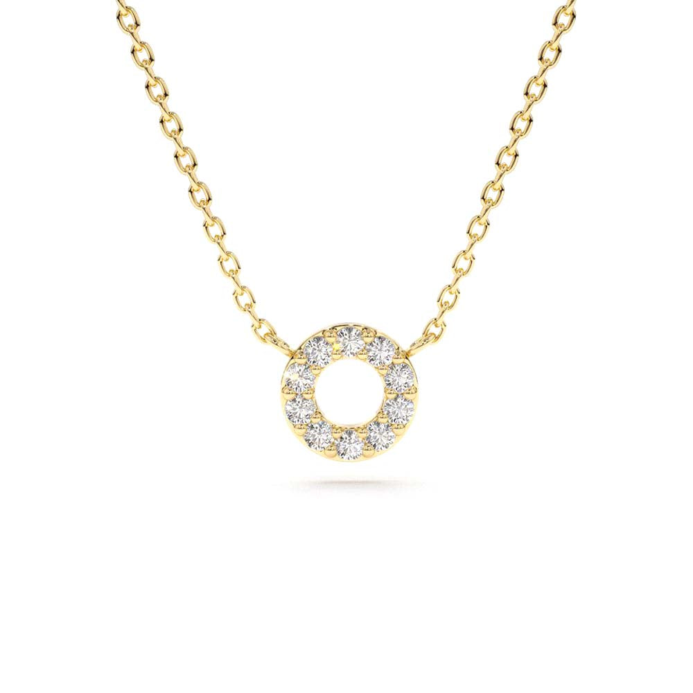 14K Gold Mini Diamond Circle Necklace by Orlina Fine