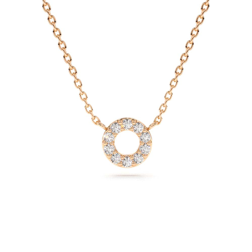 14K Gold Mini Diamond Circle Necklace - view 2