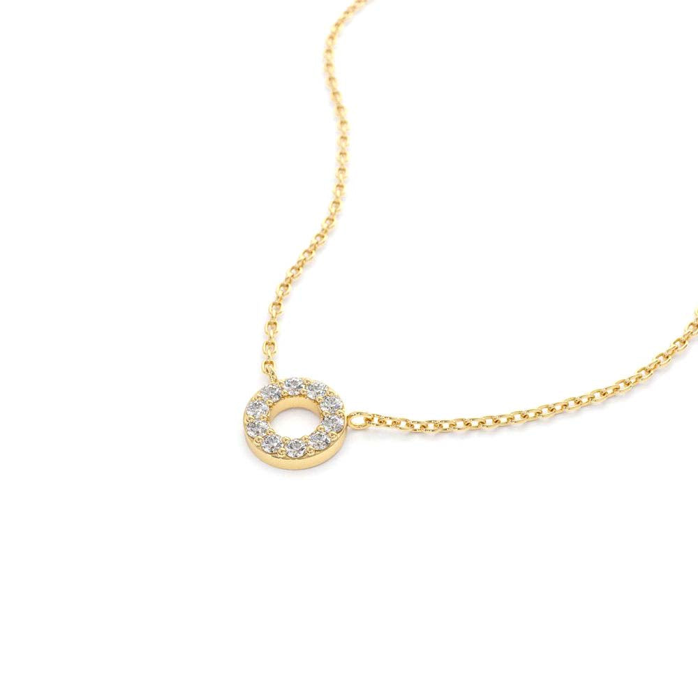 14K Gold Mini Diamond Circle Necklace - view 4