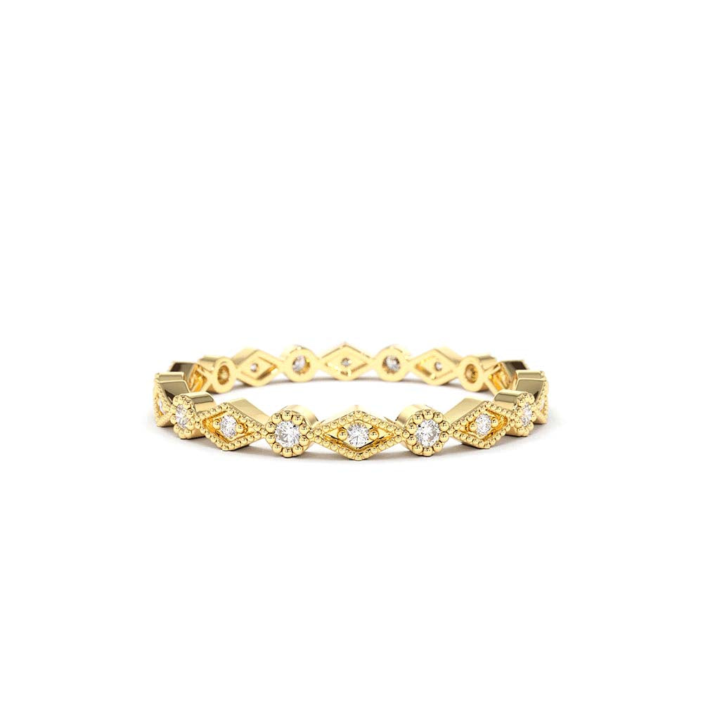 14K Gold Art Deco Diamond Eternity Band by Orlina Fine