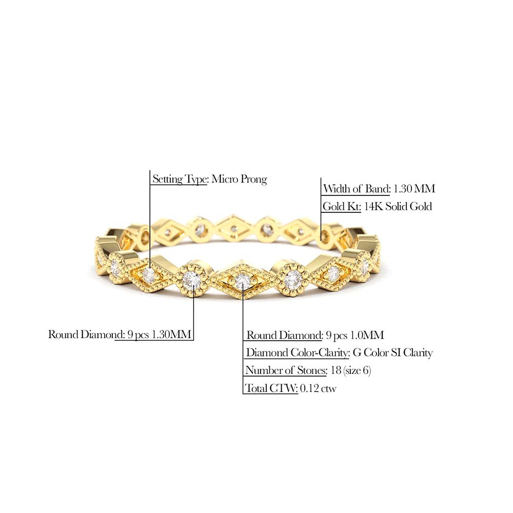 14K Gold Art Deco Diamond Eternity Band - view 4
