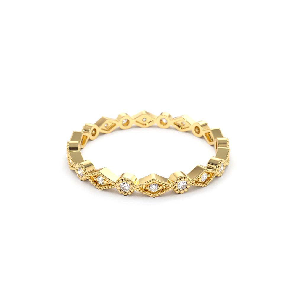 14K Gold Art Deco Diamond Eternity Band - view 5