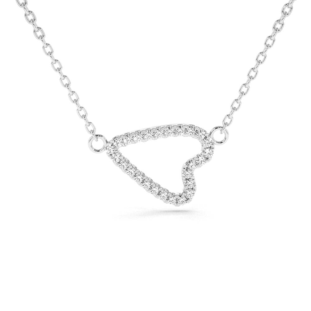 14K Gold Sideways Diamond Heart in Micro Pave Setting - view 2
