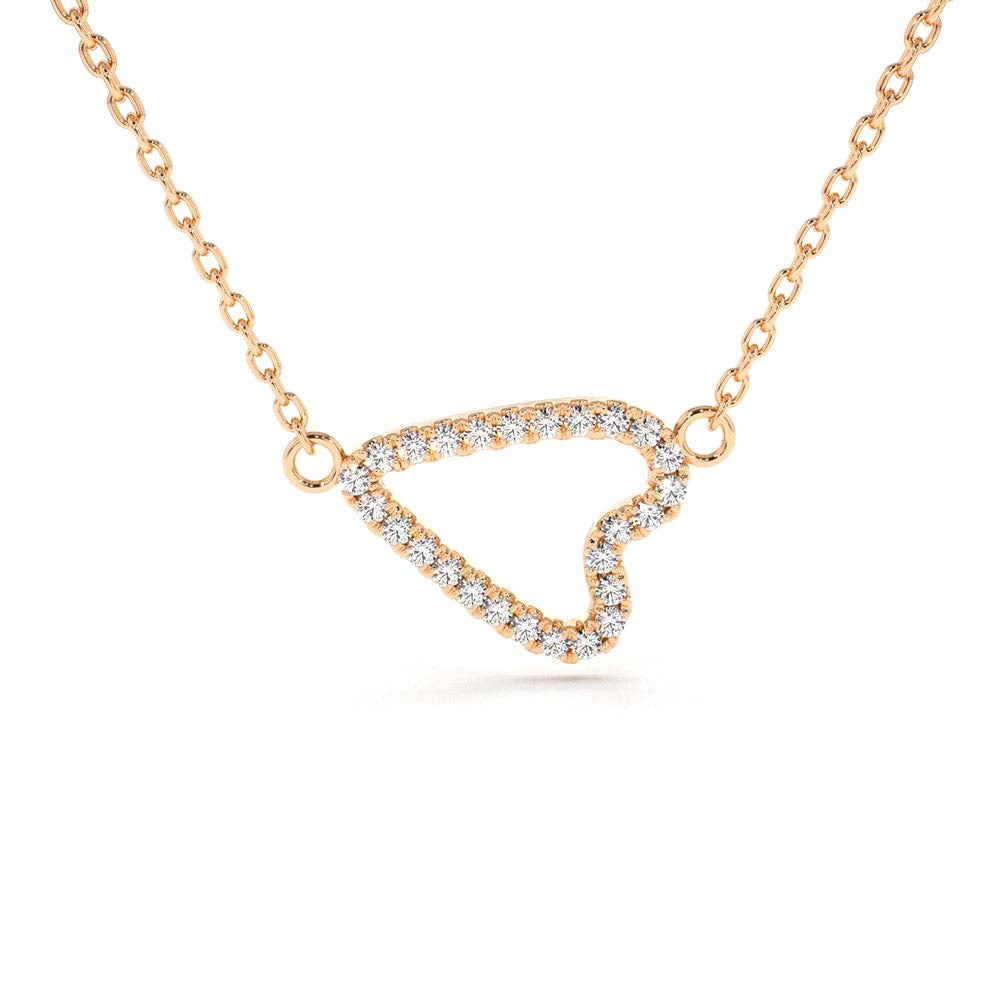 14K Gold Sideways Diamond Heart in Micro Pave Setting - view 3