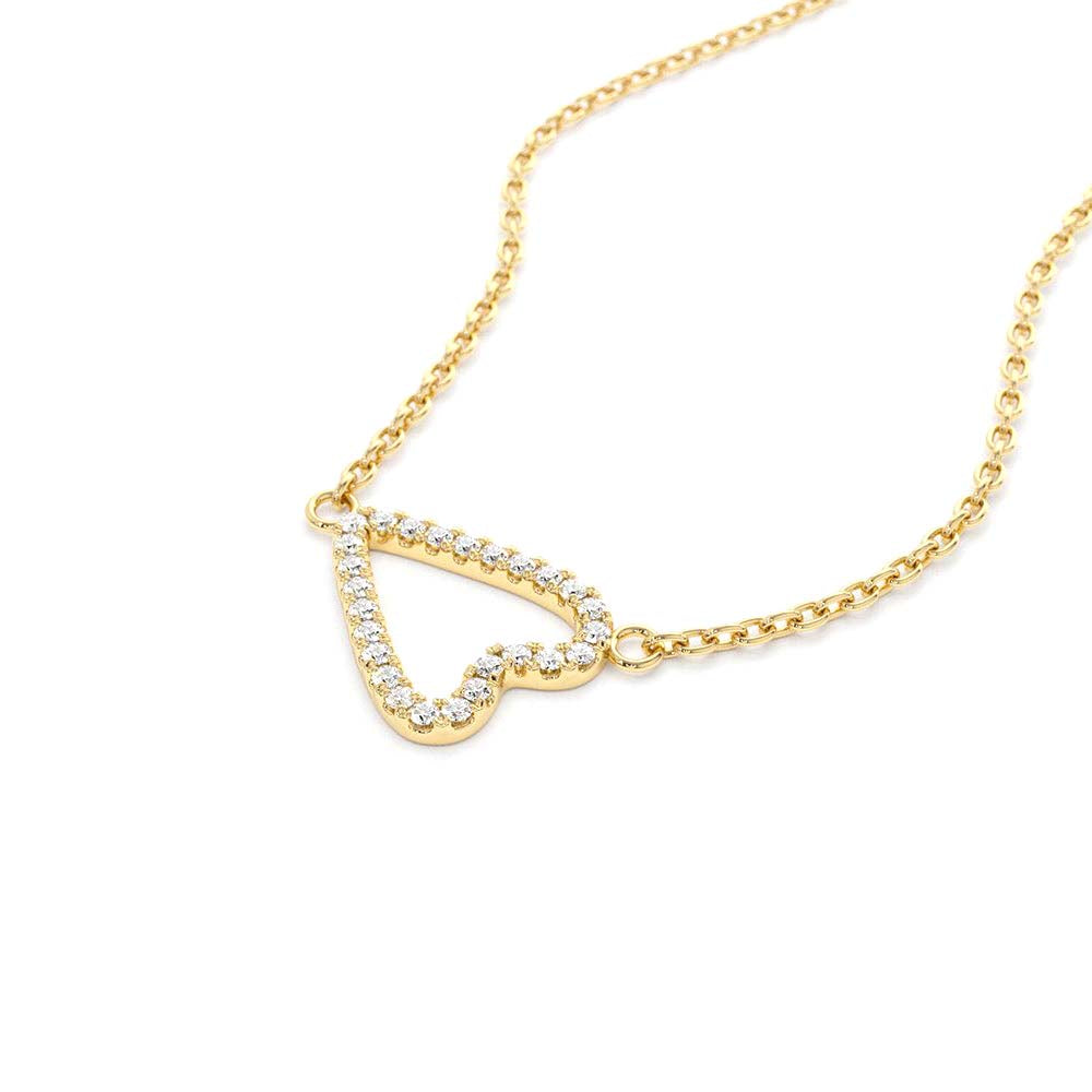 14K Gold Sideways Diamond Heart in Micro Pave Setting - view 4