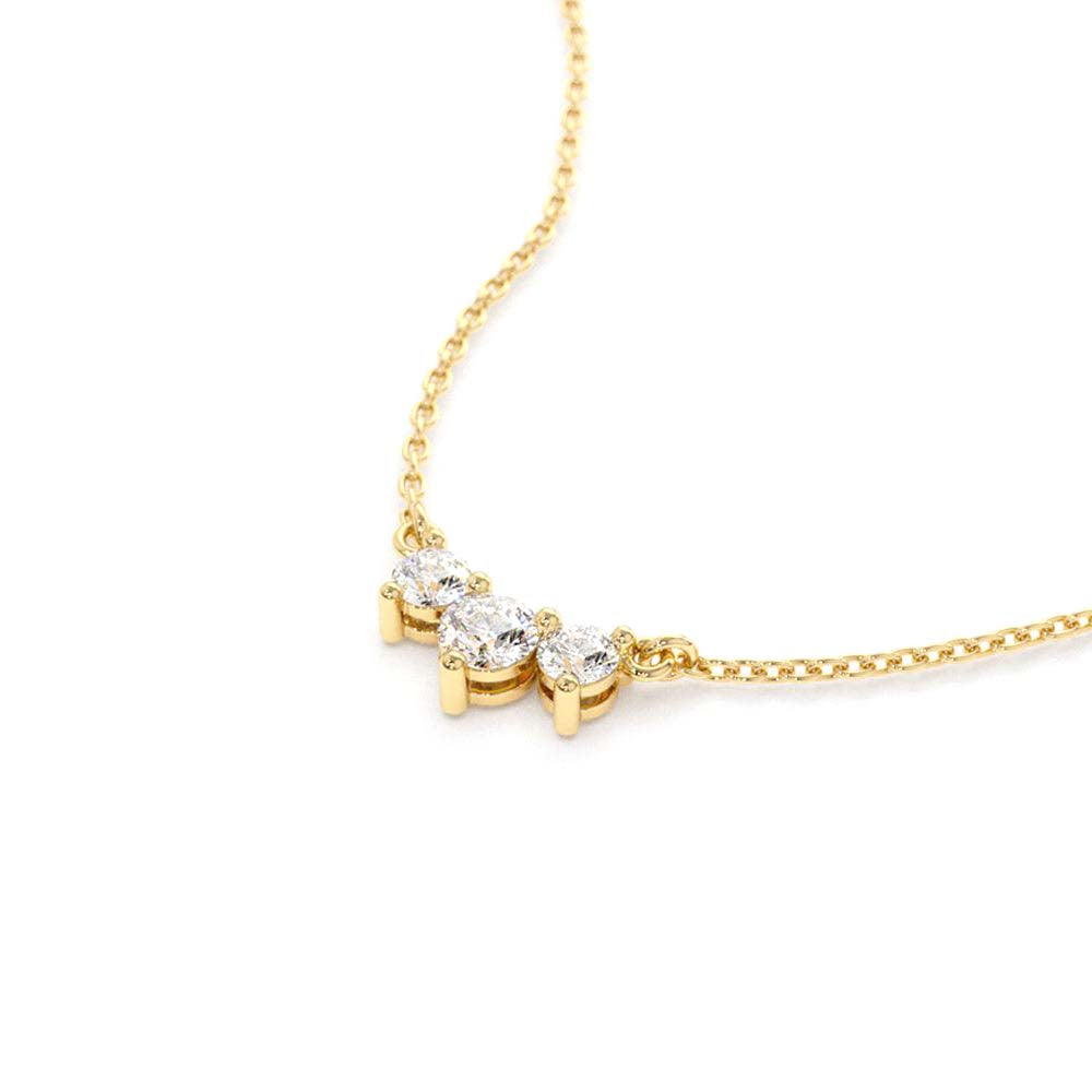 14K Gold Classic Trio Diamond Necklace - view 4