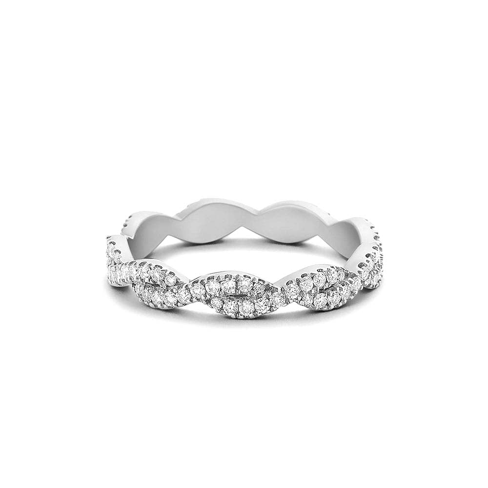 14K Gold Infinity Diamond Eternity Wedding Band - view 3