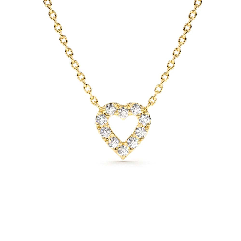 14K Gold Tiny Diamond Heart Necklace by Orlina Fine
