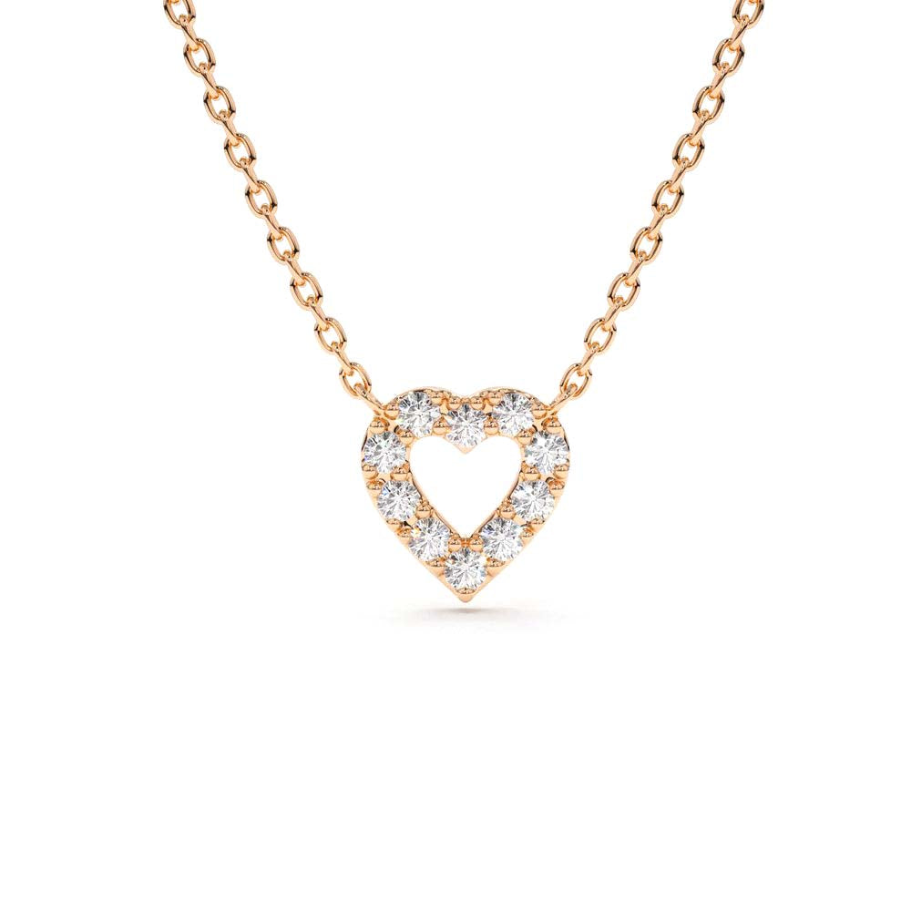 14K Gold Tiny Diamond Heart Necklace - view 2