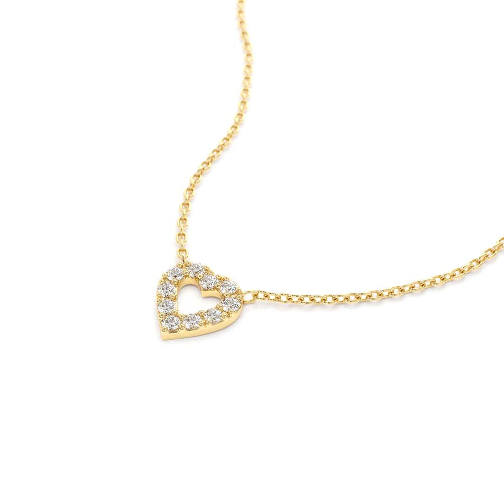 14K Gold Tiny Diamond Heart Necklace - view 4