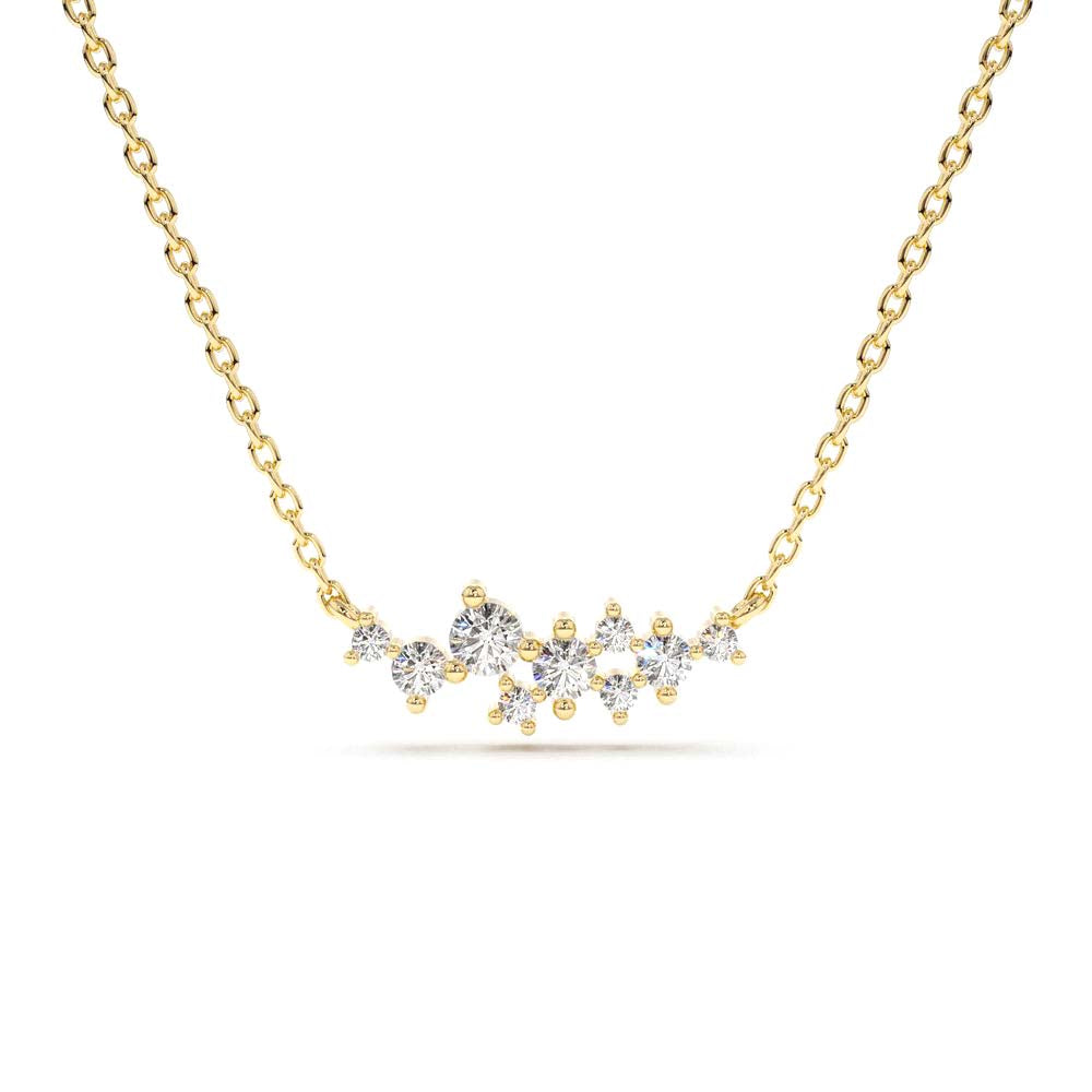 14K Gold Nine Diamond Cluster Necklace by Orlina Fine
