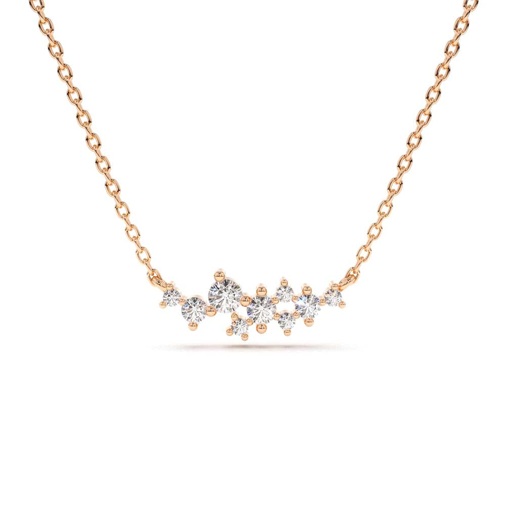 14K Gold Nine Diamond Cluster Necklace - view 3