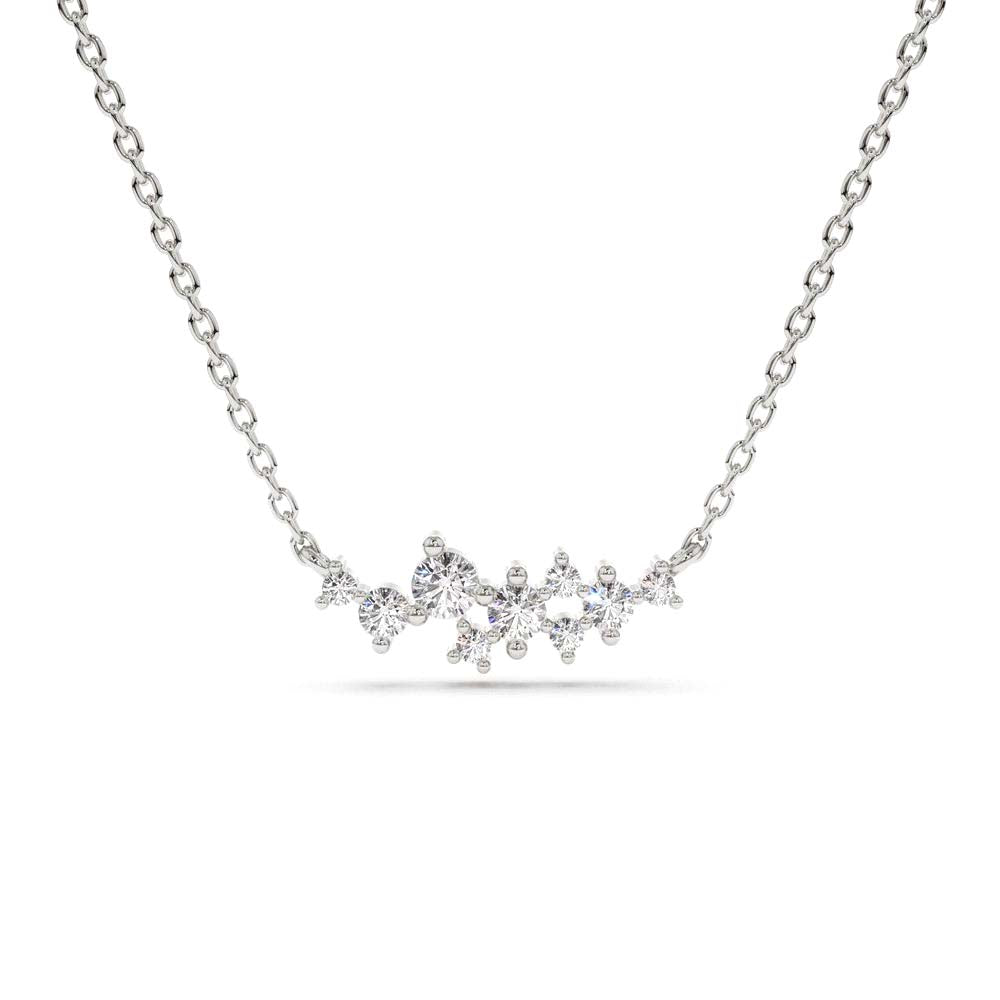14K Gold Nine Diamond Cluster Necklace - view 4
