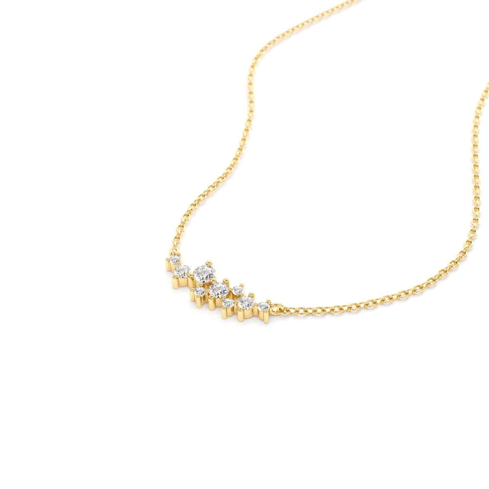 14K Gold Nine Diamond Cluster Necklace - view 5