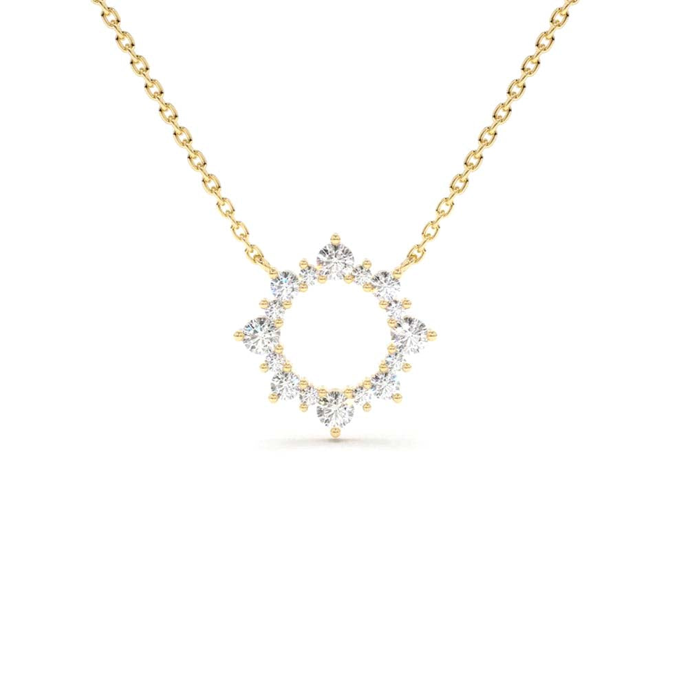 14K Gold Diamond Sun Circle Necklace by Orlina Fine