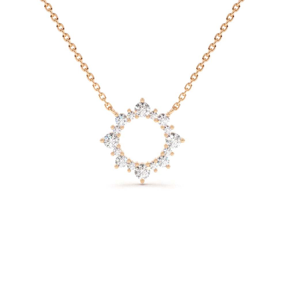 14K Gold Diamond Sun Circle Necklace - view 2