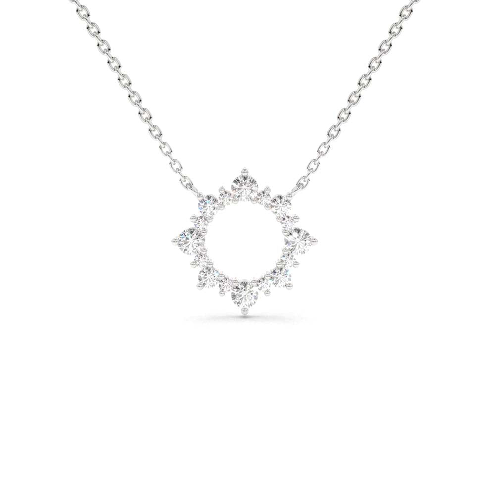 14K Gold Diamond Sun Circle Necklace - view 3