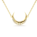 14K Gold Diamond Crescent Moon Necklace by Orlina Fine