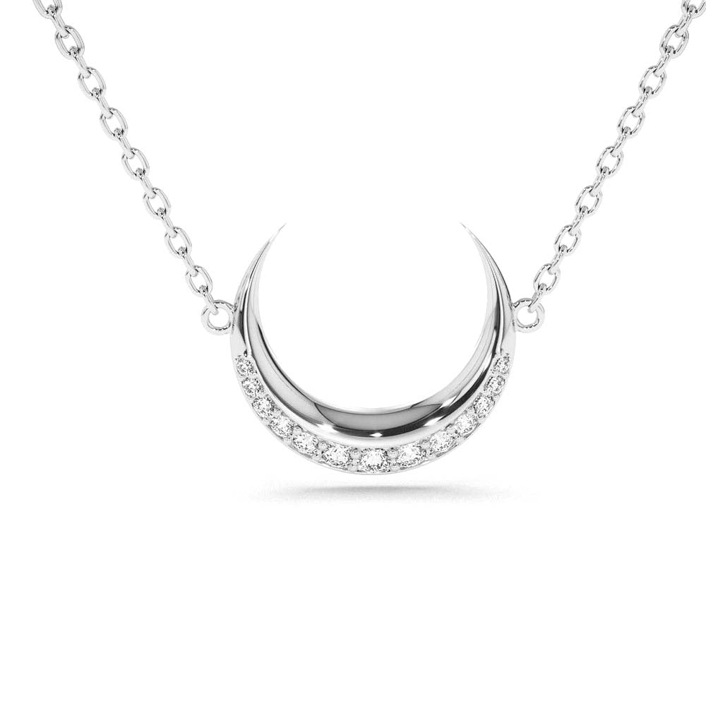 14K Gold Diamond Crescent Moon Necklace - view 3