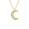 14K Gold Mini Crescent Moon Diamond Necklace by Orlina Fine