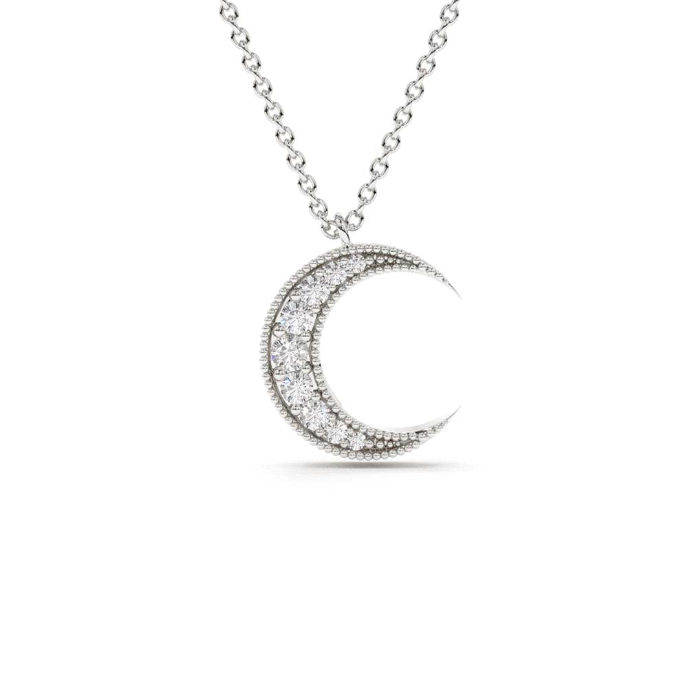 14K Gold Mini Crescent Moon Diamond Necklace - view 3