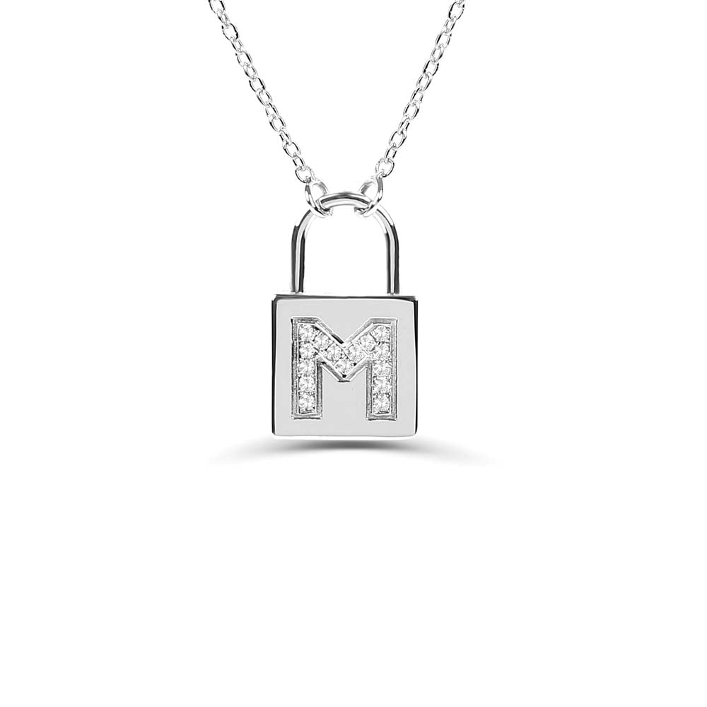 14K Gold Padlock Initial Necklace - view 3