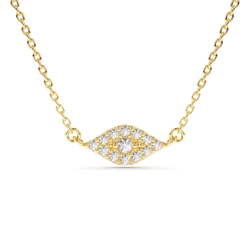 14K Gold Diamond Evil Eye Necklace by Orlina Fine
