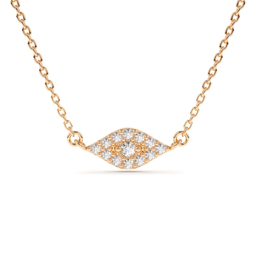 14K Gold Diamond Evil Eye Necklace - view 2