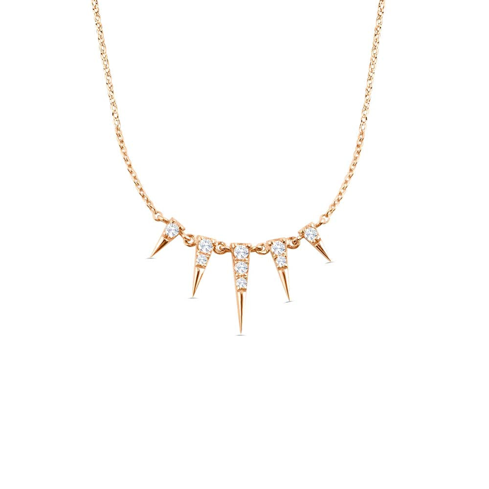 14K Gold Diamond Spike Necklace - view 2