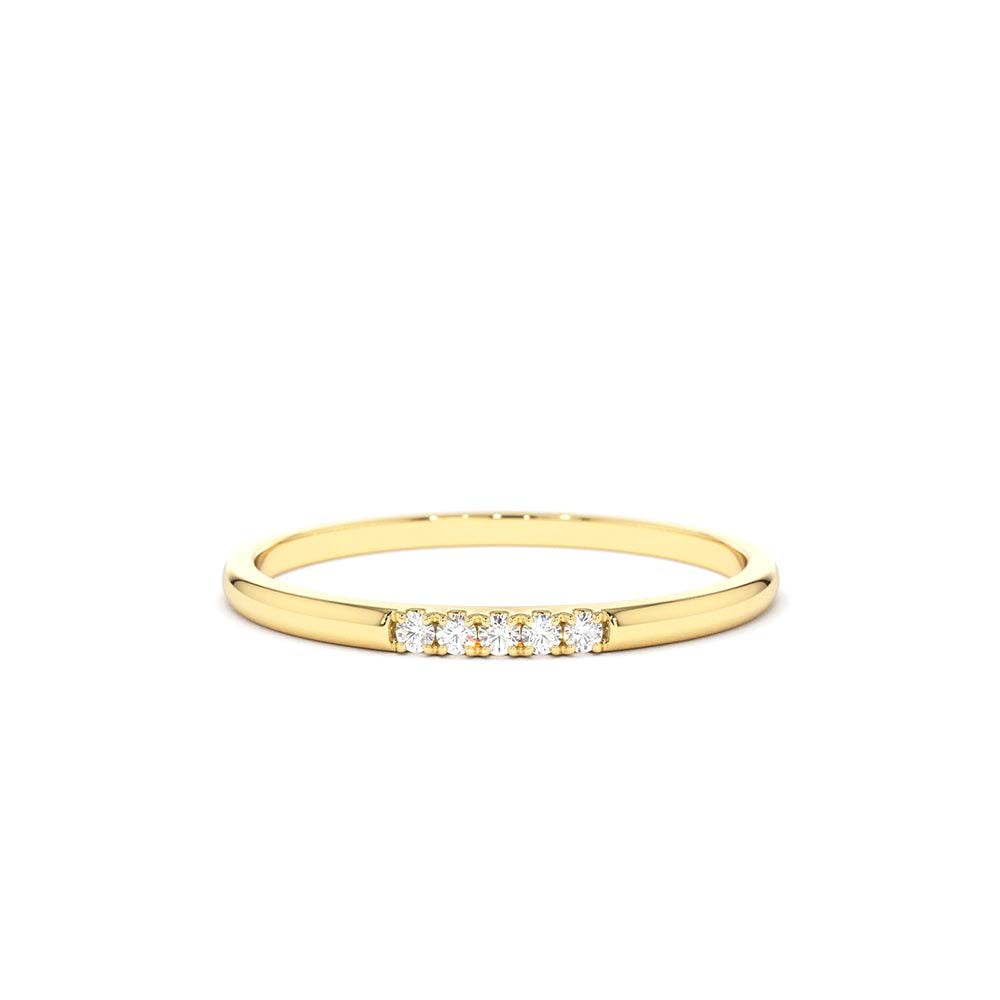 14K Gold 5 Stone Pave Diamond Band - view 2