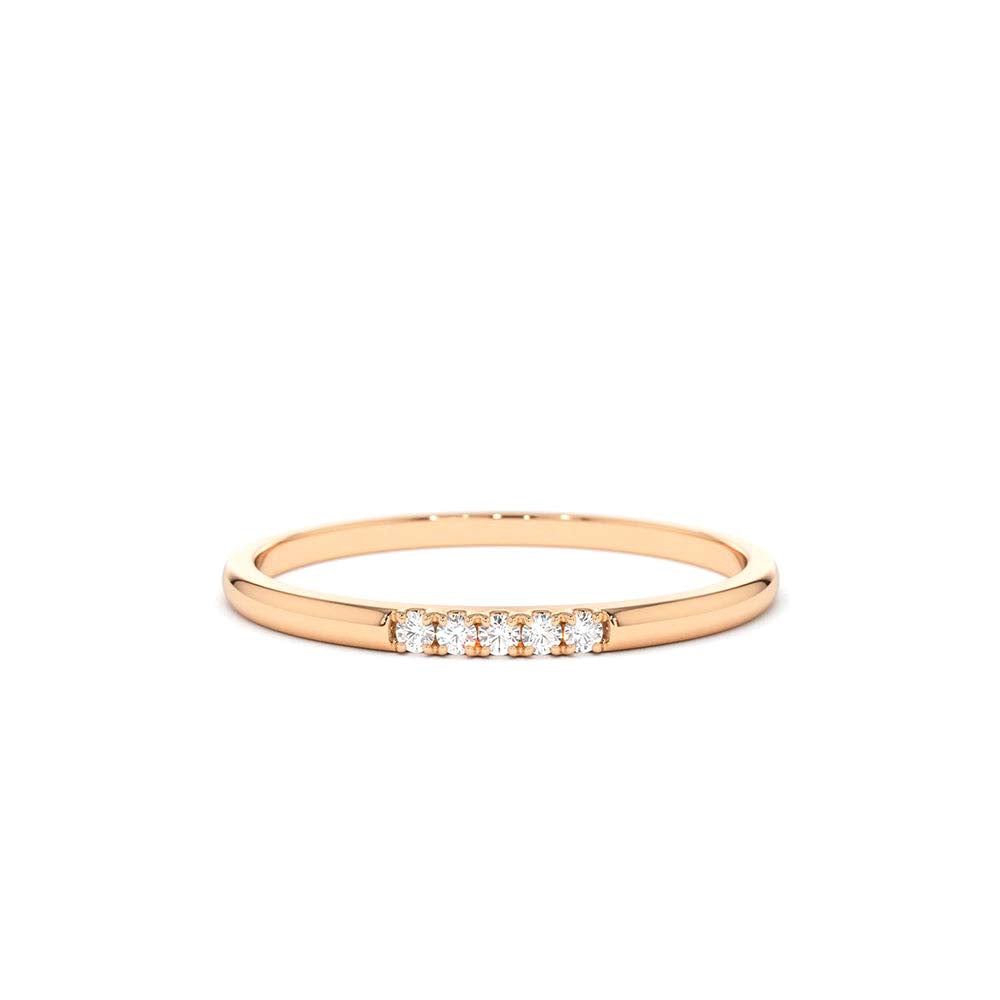14K Gold 5 Stone Pave Diamond Band - view 8