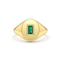 14K Gold Baguette Emerald Signet Ring by Orlina Fine