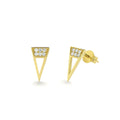 14K Gold Elongated Triangle Earrings with Micro Pave Diamonds by Orlina Fine