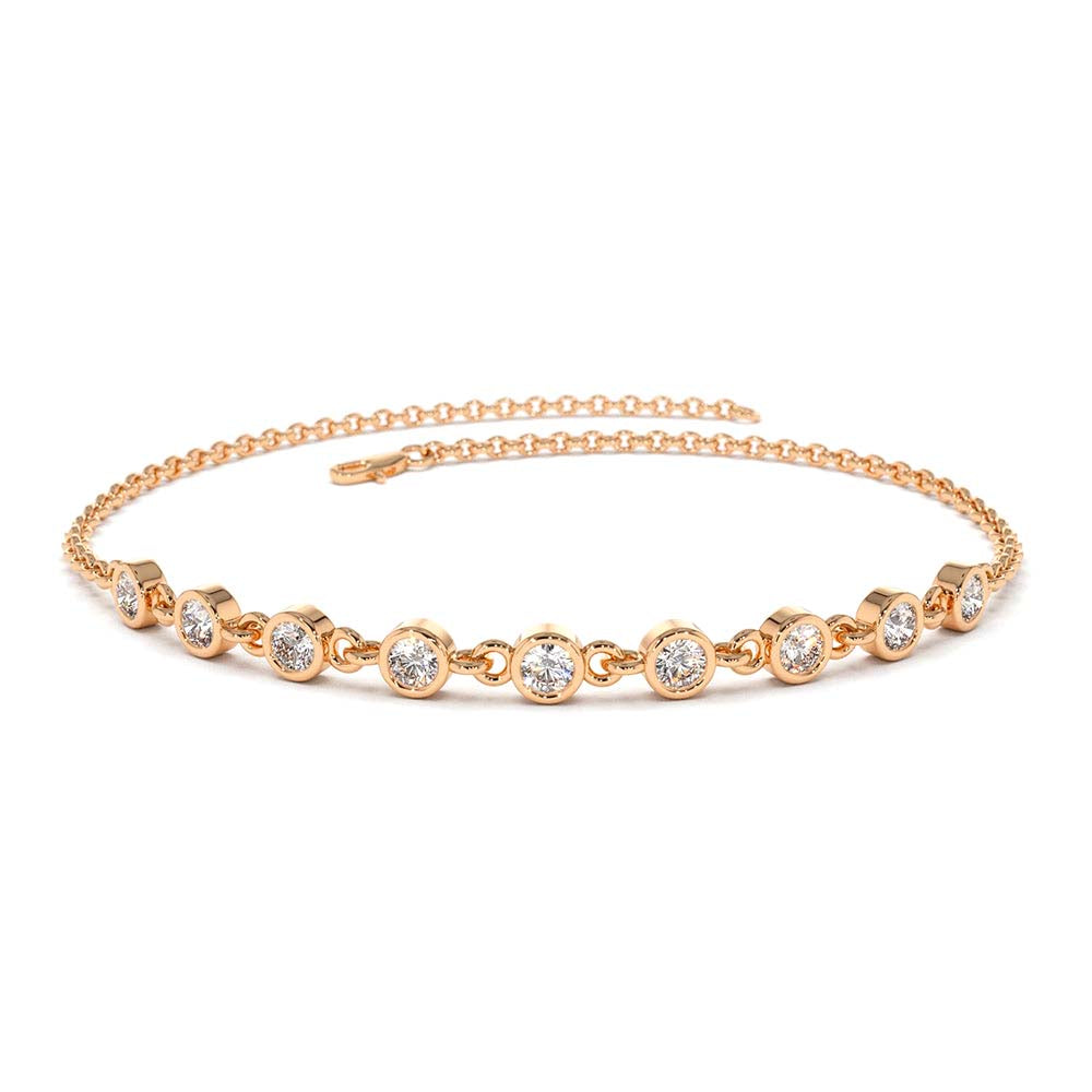 14K Gold Bezel Set Diamond Bracelet - view 2