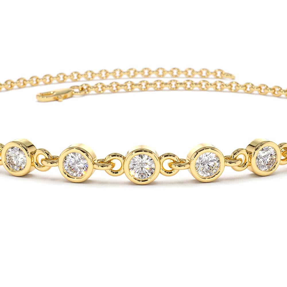 14K Gold Bezel Set Diamond Bracelet - view 3