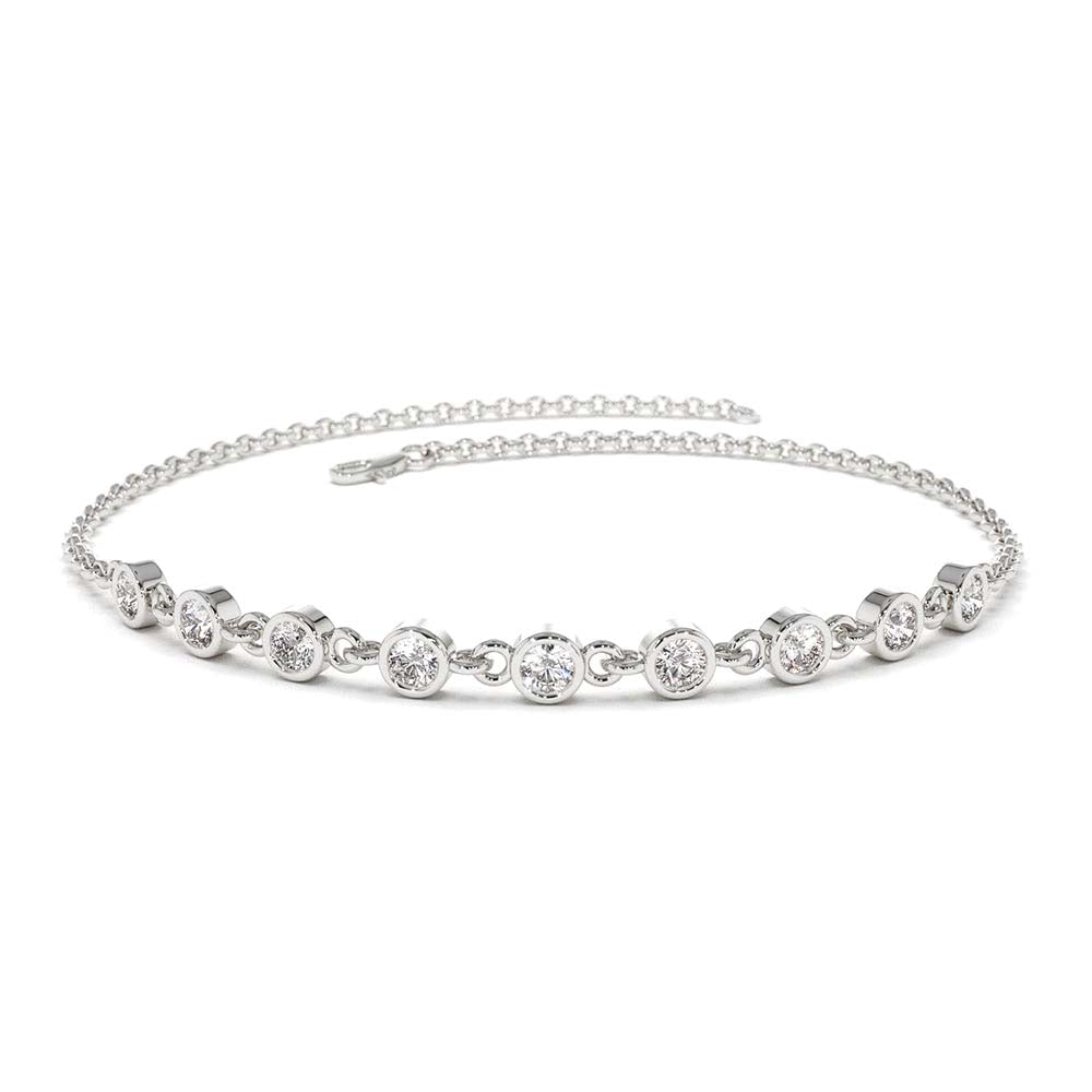14K Gold Bezel Set Diamond Bracelet - view 4