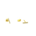 14K Gold Diamond Bar Stud Earrings by Orlina Fine