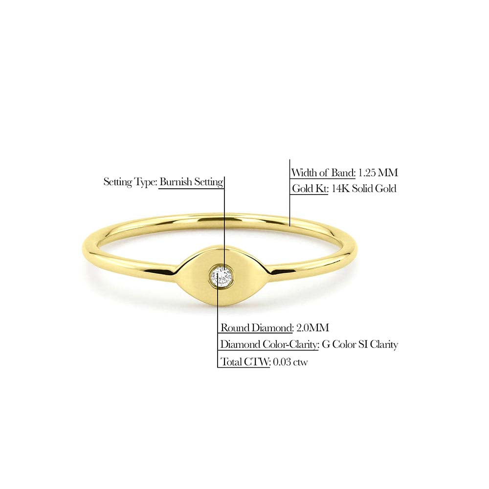 14K Gold Evil Eye Diamond Ring - view 2