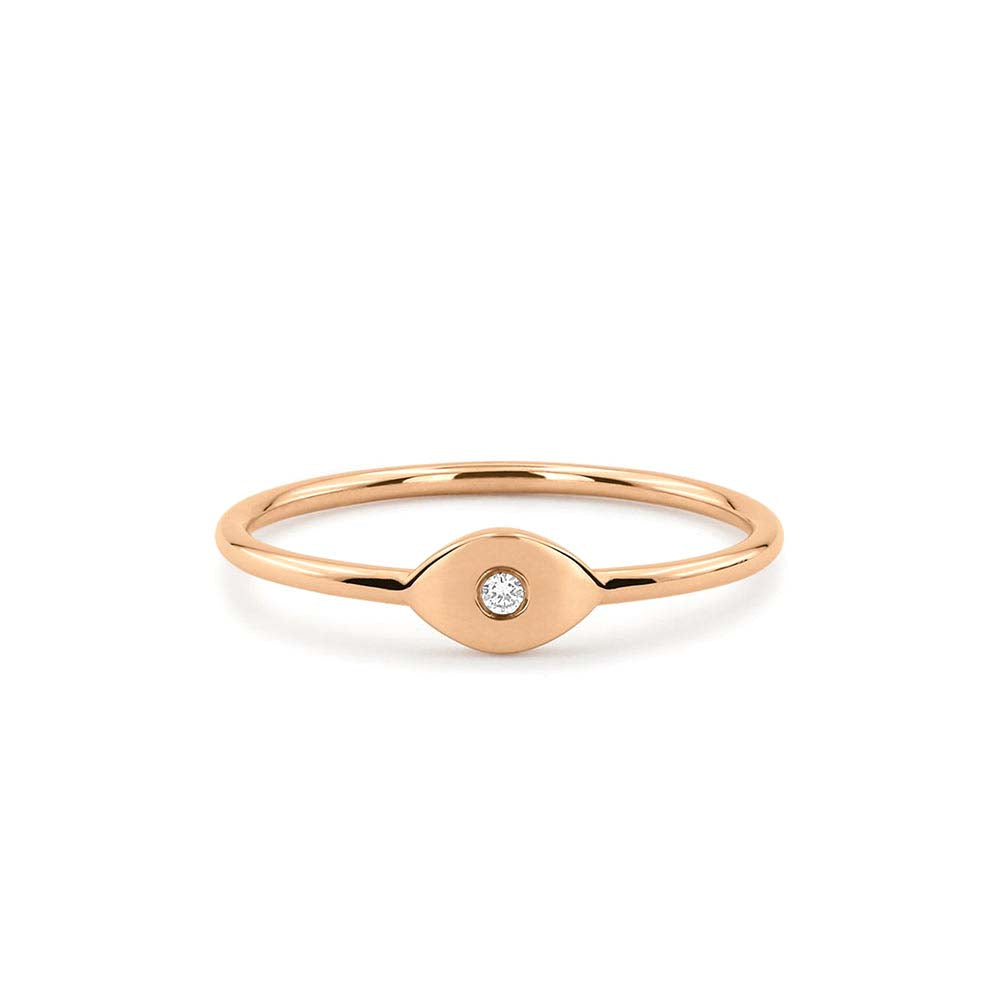 14K Gold Evil Eye Diamond Ring - view 3