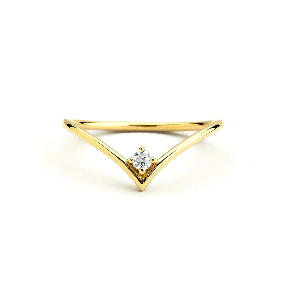 14K Gold Chevron Diamond Ring by Orlina Fine