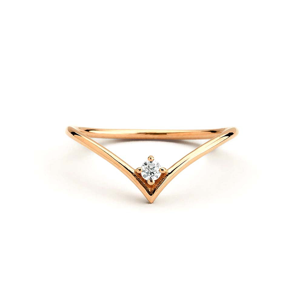 14K Gold Chevron Diamond Ring - view 2