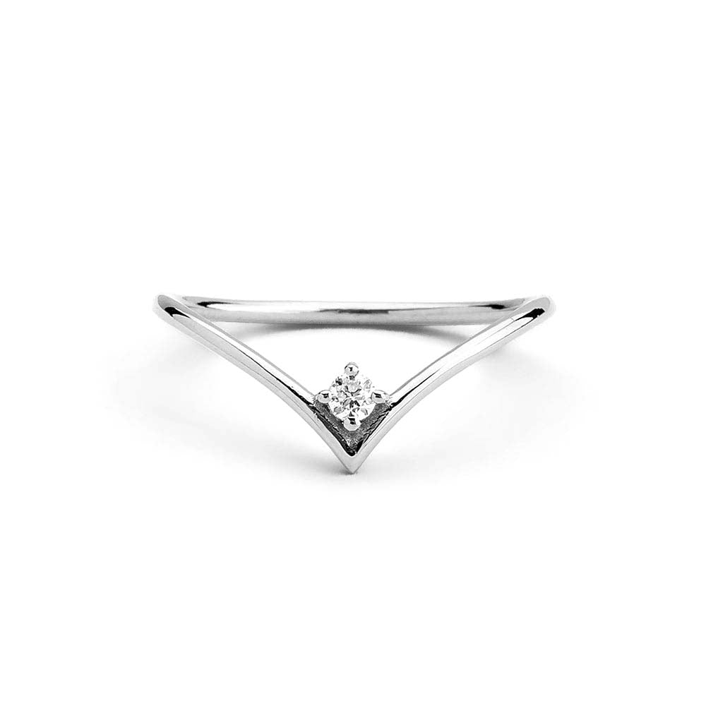 14K Gold Chevron Diamond Ring - view 3