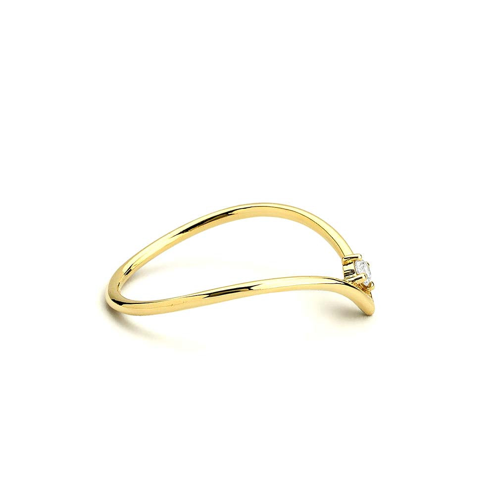 14K Gold Chevron Diamond Ring - view 4