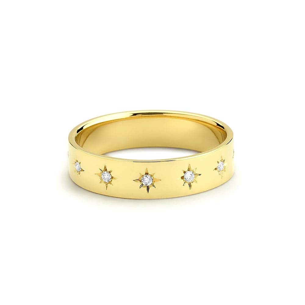 14K Gold Starburst Band by Orlina Fine