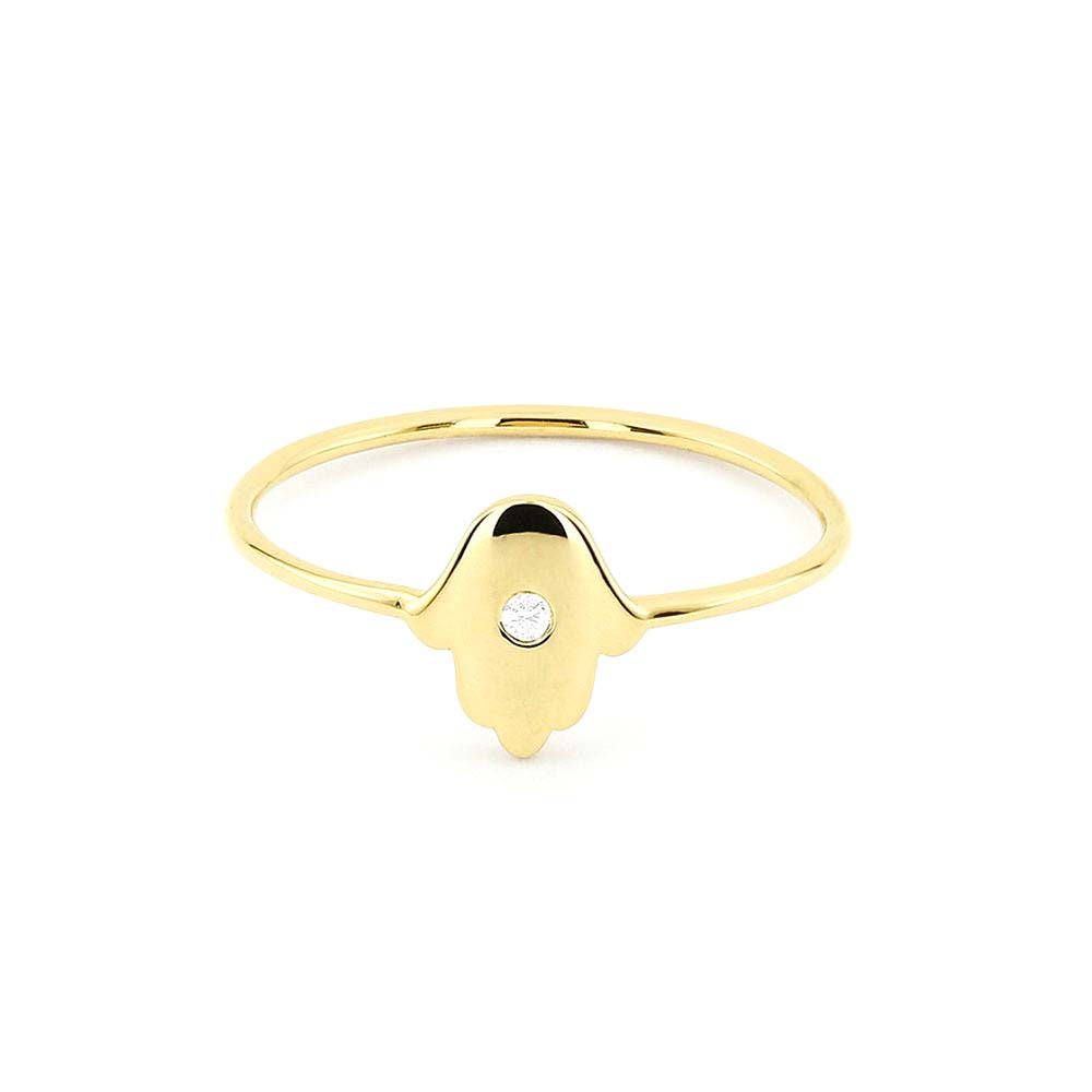 14K Gold Diamond Hamsa Ring by Orlina Fine