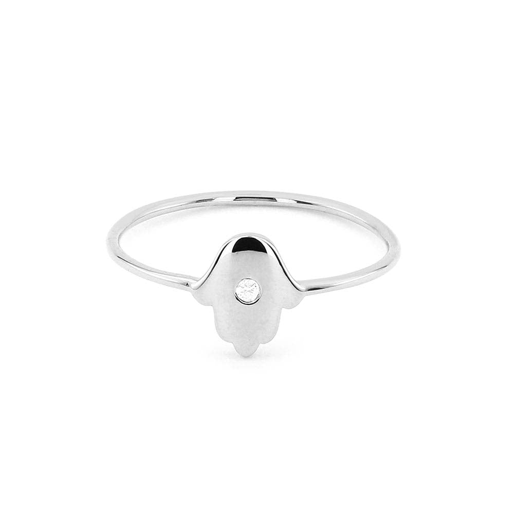 14K Gold Diamond Hamsa Ring - view 3