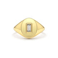 14K Gold Baguette Diamond Signet Ring by Orlina Fine