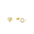 14K Gold Mini Heart Earrings Diamond Studs by Orlina Fine