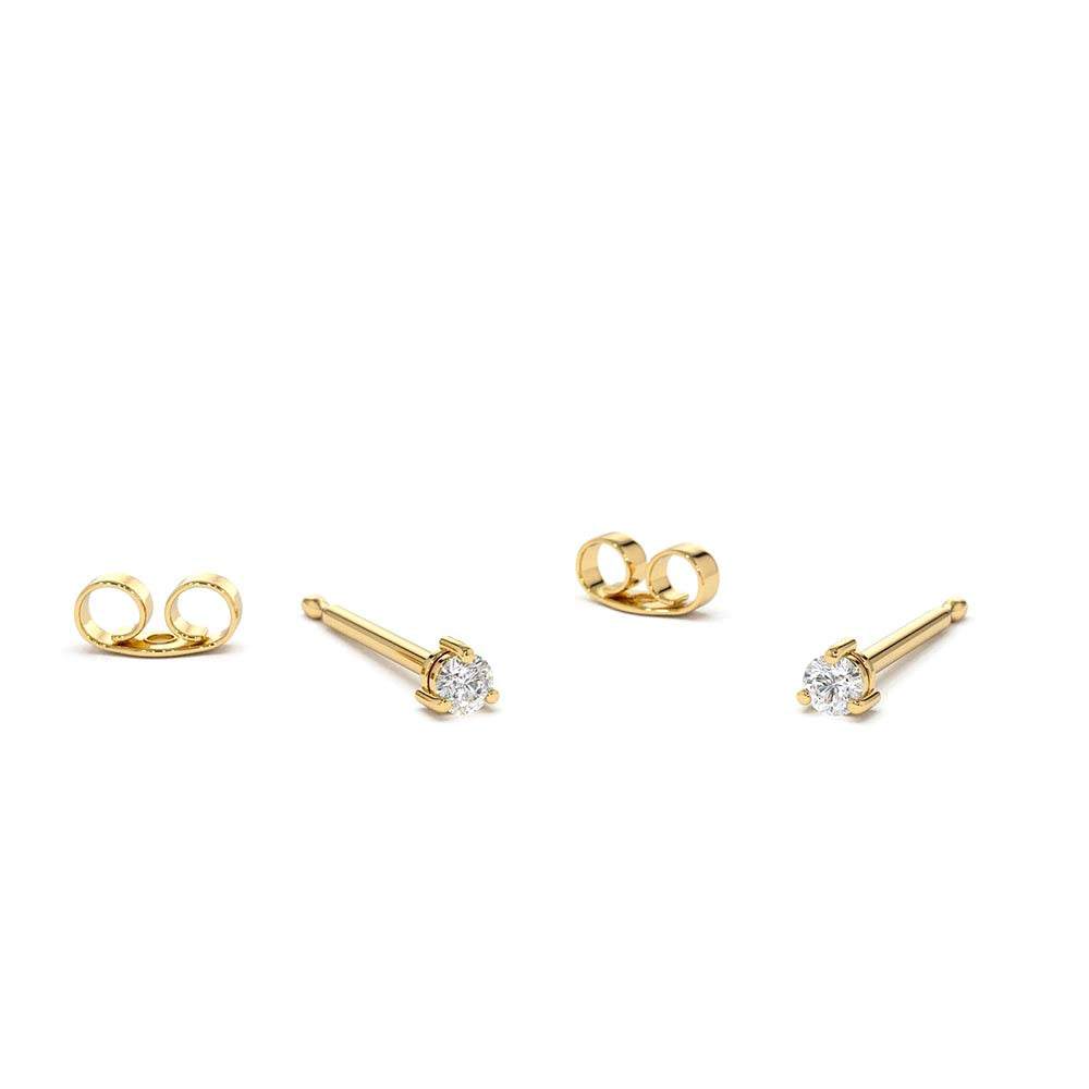 14K Gold Mini Diamond Studs by Orlina Fine