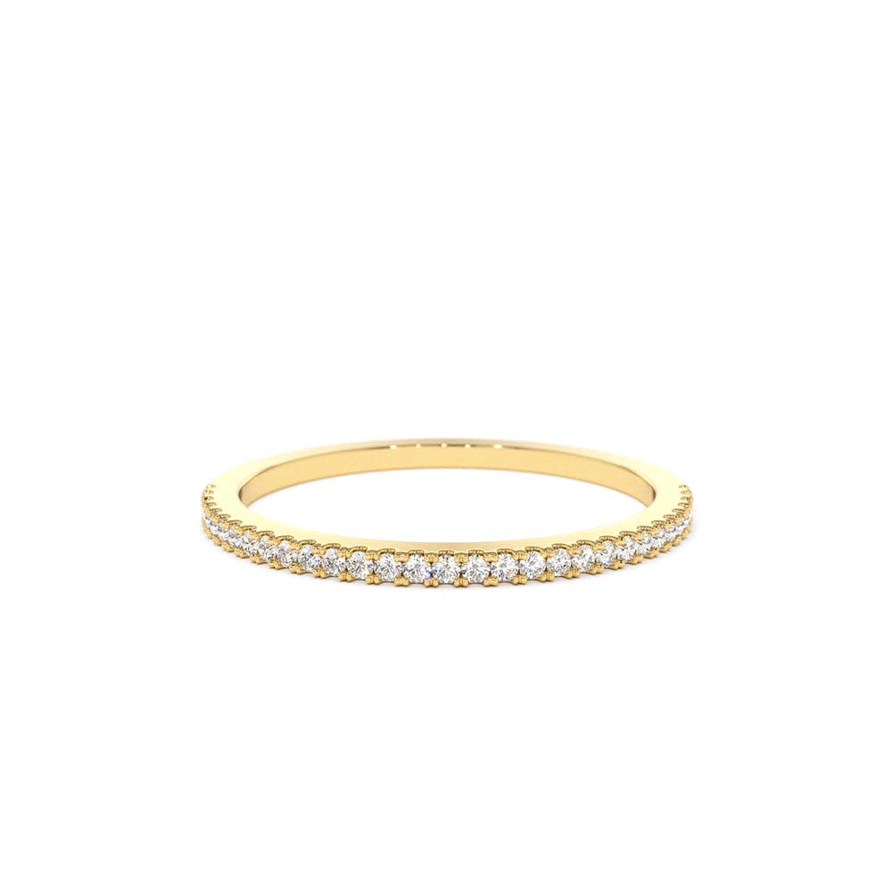 14K Ultra Thin 1MM Micro Pave Diamond Eternity Wedding Band - view 2